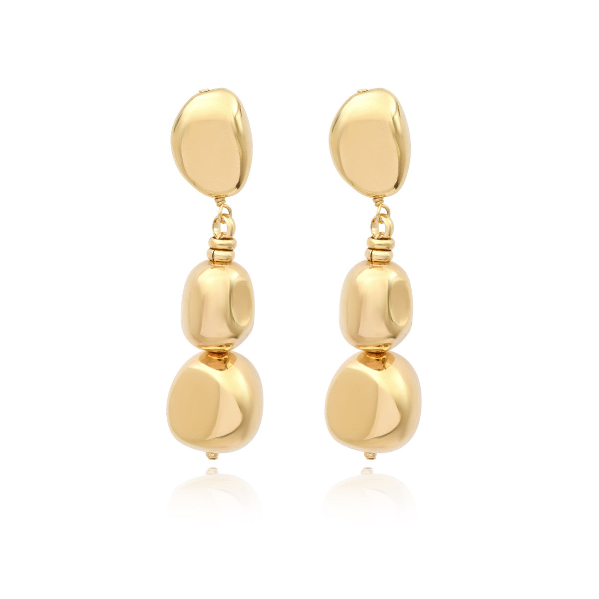 Boucles d'oreilles clips pendantes Loulou en métal doré à l'or fin - doré Or