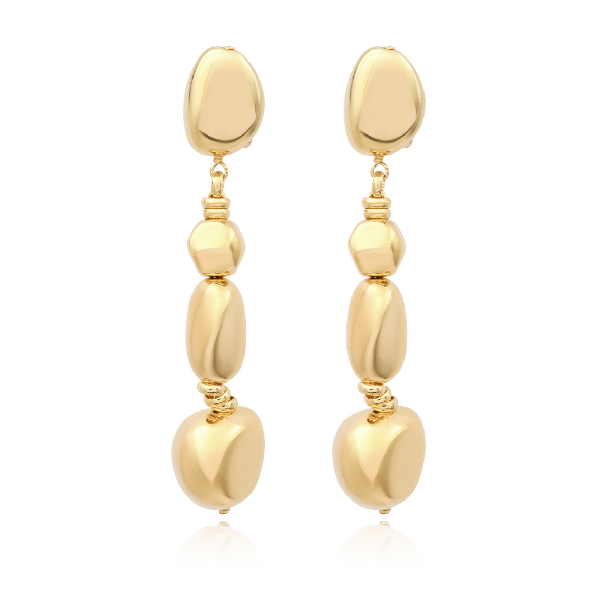 Boucles d'oreilles clips longues Loulou en métal doré à l'or fin - doré Or