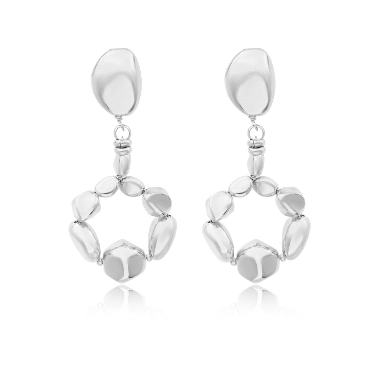 Boucles d'oreilles clips rondes Loulou en métal argenté - argent Argent