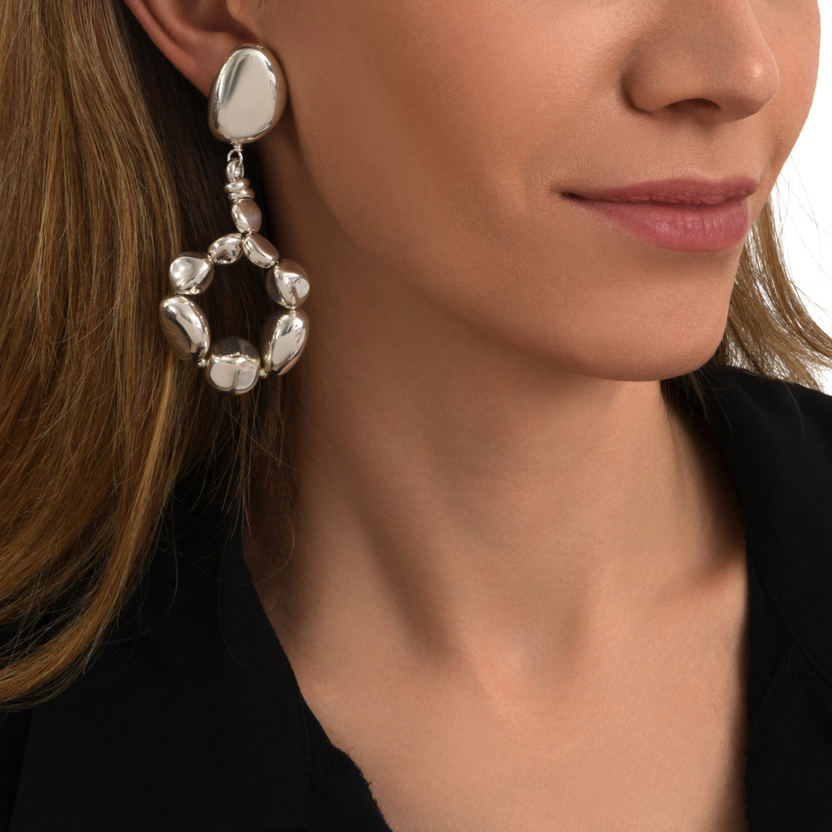 Boucles d'oreilles clips rondes Loulou en métal argenté - argent Argent