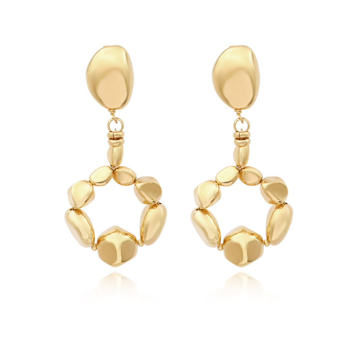 Boucles d'oreilles clips rondes Loulou en métal doré à l'or fin - doré Or