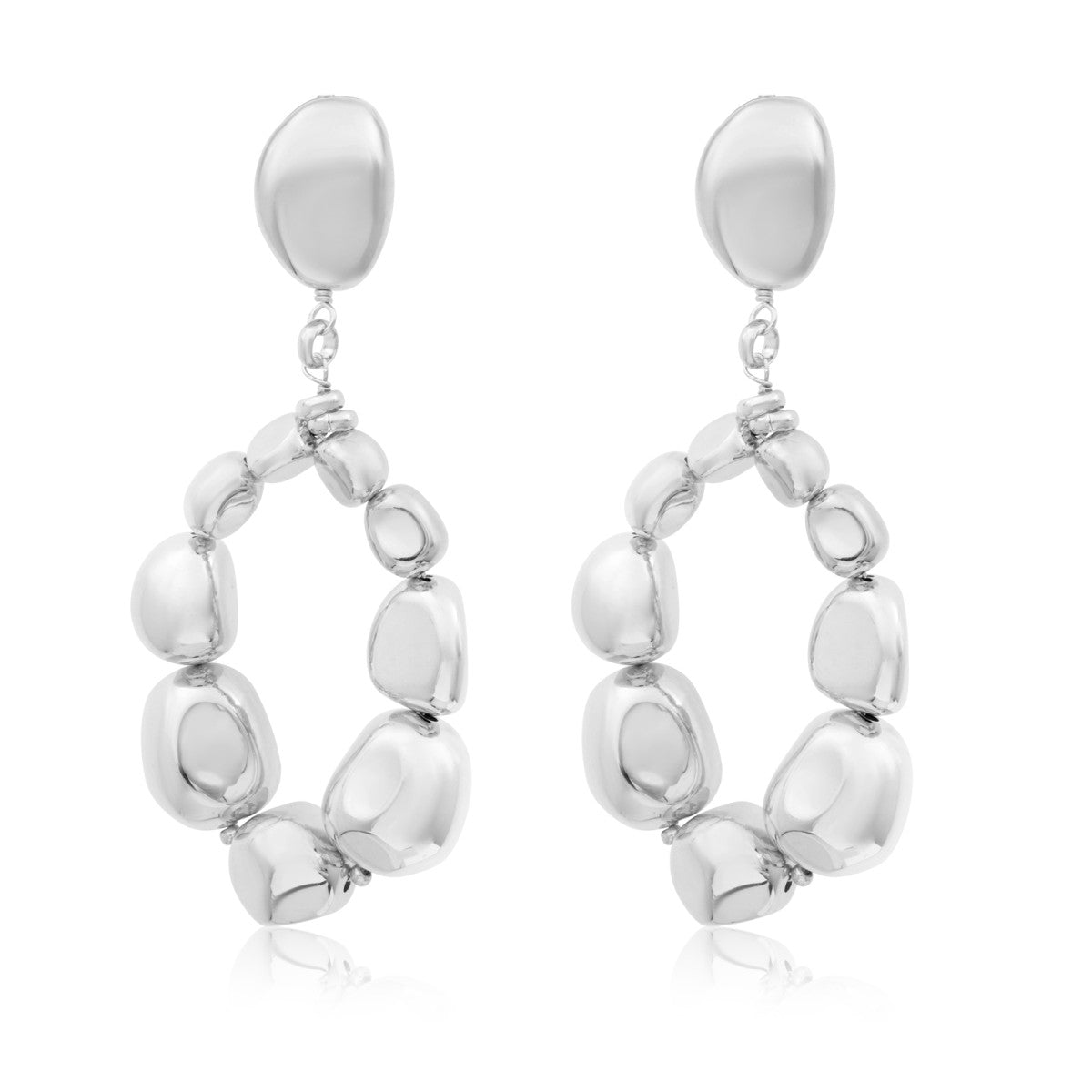 Grandes boucles d'oreilles clips rondes Loulou en métal argenté - argent Argent