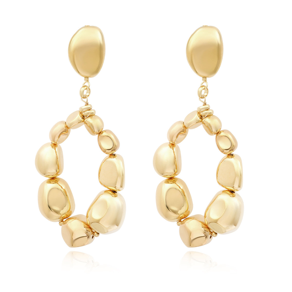 Grandes boucles d'oreilles clips rondes Loulou en métal doré à l'or fin - doré Or