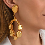 Grandes boucles d'oreilles clips rondes Loulou en métal doré à l'or fin - doré Or