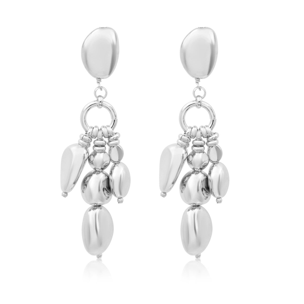 Boucles d'oreilles clips cascade Loulou en métal argenté - argent Argent