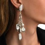 Boucles d'oreilles clips cascade Loulou en métal argenté - argent Argent