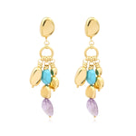 Boucles d'oreilles clips cascade Loulou en métal doré et pierres fines - multicolore Multi