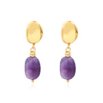 Petites boucles d'oreilles clips Loulou en métal doré et améthyste - violet Amethyste