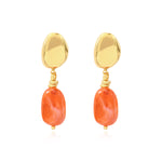 Petites boucles d'oreilles clips Loulou en métal doré et cornaline - orange Cornaline