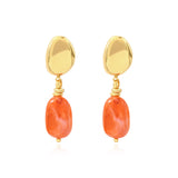 Petites boucles d'oreilles clips Loulou en métal doré et cornaline - orange Cornaline