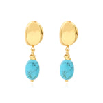 Petites boucles d'oreilles clips Loulou en métal doré et turquoise - bleu Turquoise