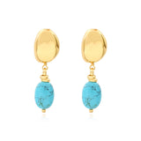 Petites boucles d'oreilles clips Loulou en métal doré et turquoise - bleu Turquoise