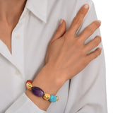 Bracelet Loulou réglable en métal doré et pierres de couleurs - multicolore Multi