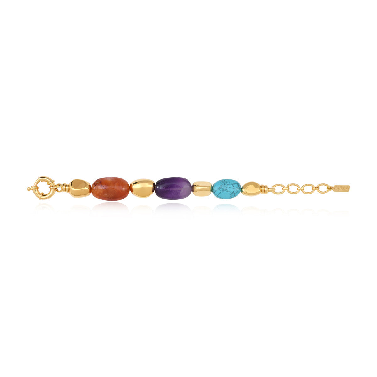 Bracelet Loulou réglable en métal doré et pierres de couleurs - multicolore Multi