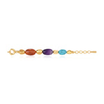 Bracelet Loulou réglable en métal doré et pierres de couleurs - multicolore Multi