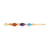 Bracelet Loulou réglable en métal doré et pierres de couleurs - multicolore Multi