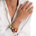 Bracelet chaîne réglable Loulou en métal doré et pierres de couleurs - multicolore Multi