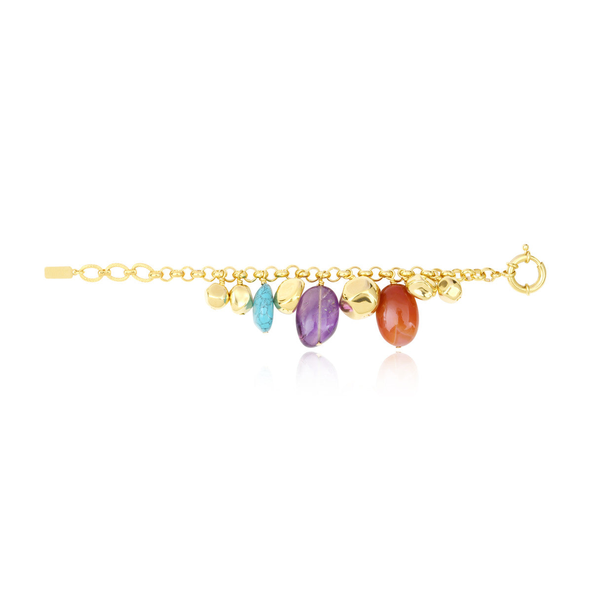 Bracelet chaîne réglable Loulou en métal doré et pierres de couleurs - multicolore Multi