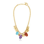 Collier maillons réglable Loulou en métal doré et pierres de couleurs - multicolore Multi