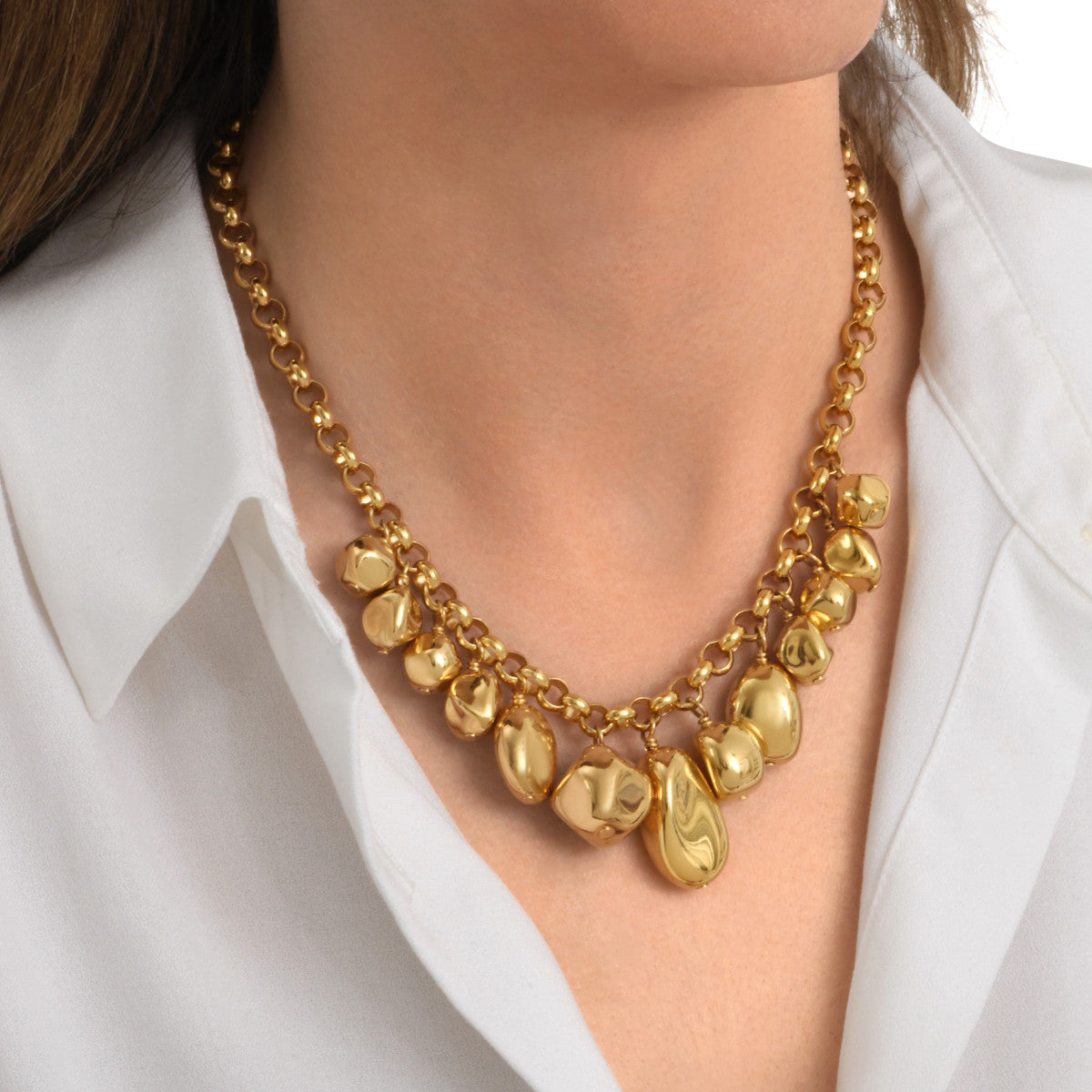 Collier maillons réglable Loulou en métal doré à l'or fin - doré Or