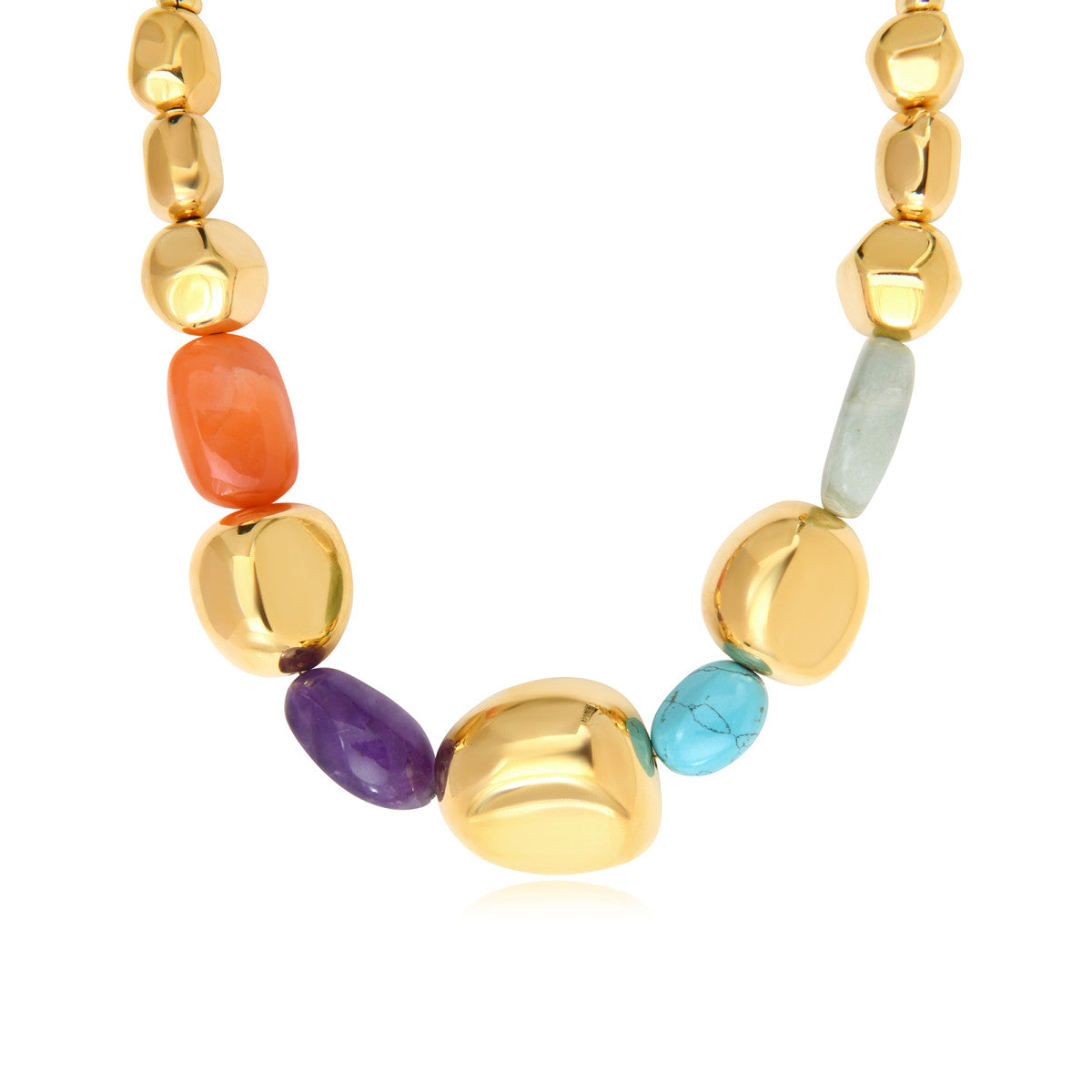 Collier réglable Loulou en métal doré et pierres de couleurs - multicolore Multi