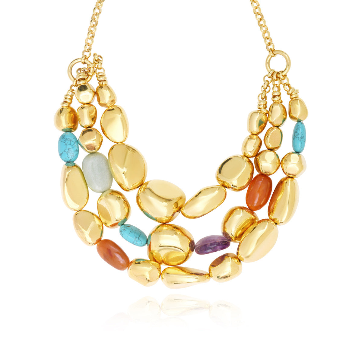 Collier plastron Loulou en métal doré et pierres de couleurs - multicolore Multi