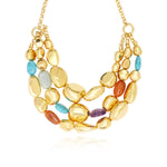 Collier plastron Loulou en métal doré et pierres de couleurs - multicolore Multi