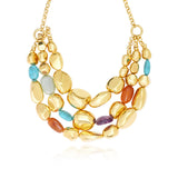 Collier plastron Loulou en métal doré et pierres de couleurs - multicolore Multi