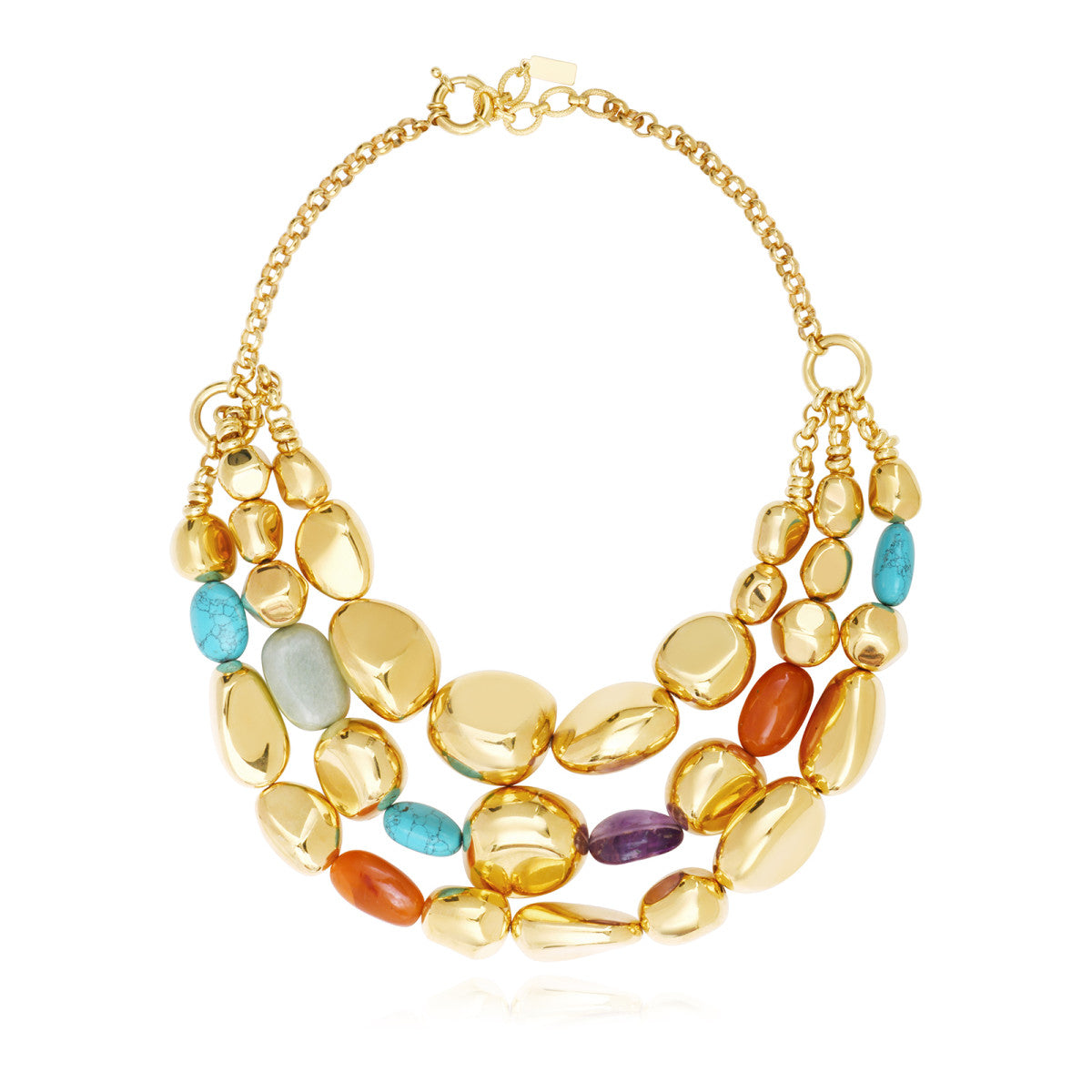 Collier plastron Loulou en métal doré et pierres de couleurs - multicolore Multi