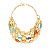 Collier plastron Loulou en métal doré et pierres de couleurs - multicolore Multi