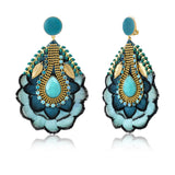 Boucles d'oreilles clips Alizia plumes et strass - bleu Bleu turquoise