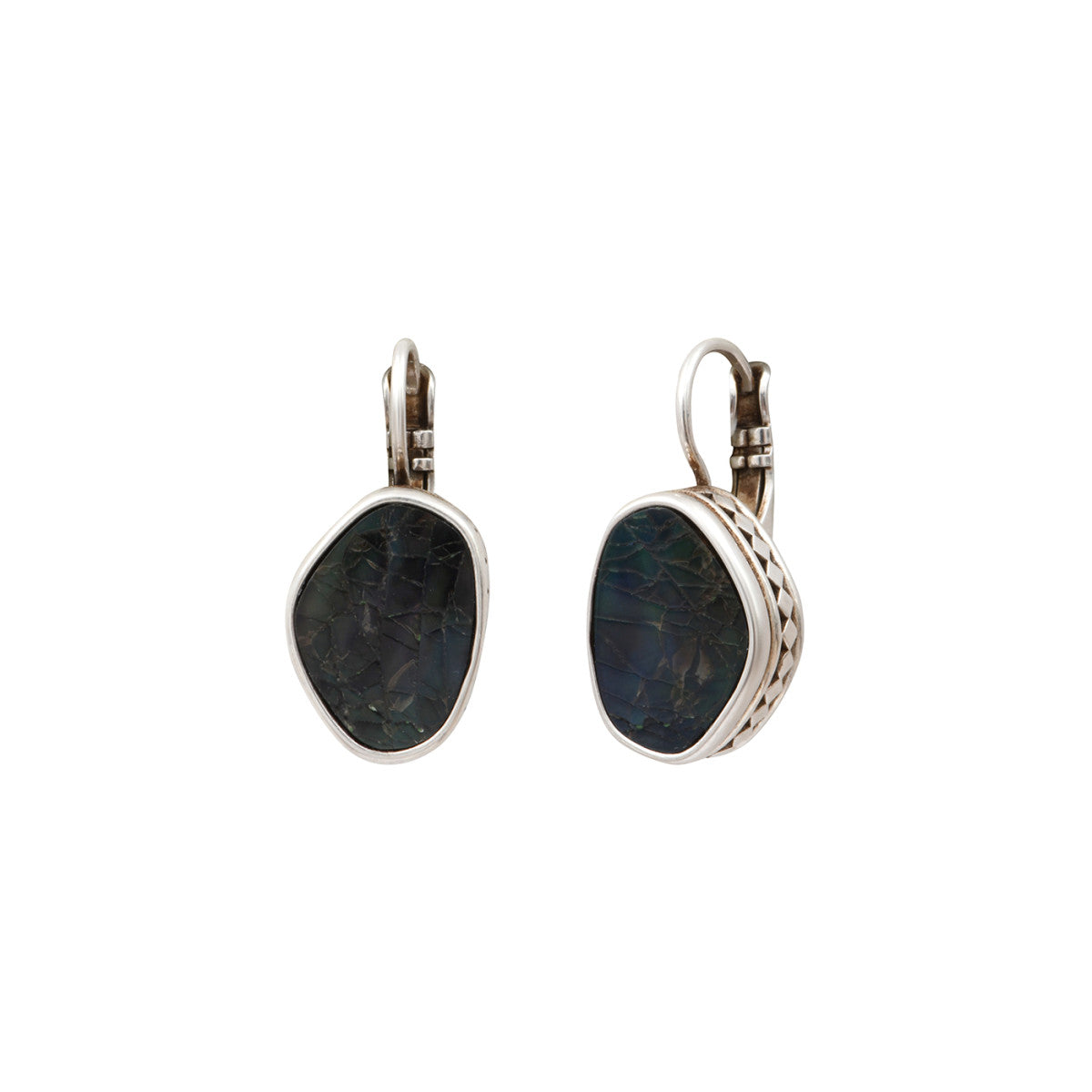 Boucles d'oreilles dormeuses Noto en métal argenté et nacre - noir Argent noir