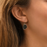 Boucles d'oreilles dormeuses Noto en métal argenté et nacre - noir Argent noir