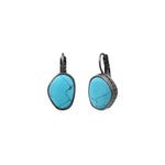 Boucles d'oreilles dormeuses Noto en métal ruthénium et turquoise composite - bleu Ruthenium turquoise