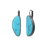 Boucles d'oreilles dormeuses Noto en turquoise composite et métal ruthénium - bleu Ruthenium turquoise