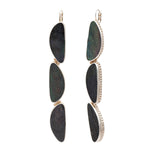Boucles d'oreilles dormeuses longues Noto en métal argenté et nacre grise - noir Argent noir