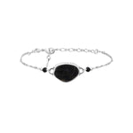 Bracelet fin Noto en métal argenté nacre et onyx - noir Argent noir