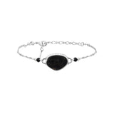 Bracelet fin Noto en métal argenté nacre et onyx - noir Argent noir
