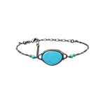 Bracelet fin Noto en métal ruthénium et turquoise composite - bleu Ruthenium turquoise