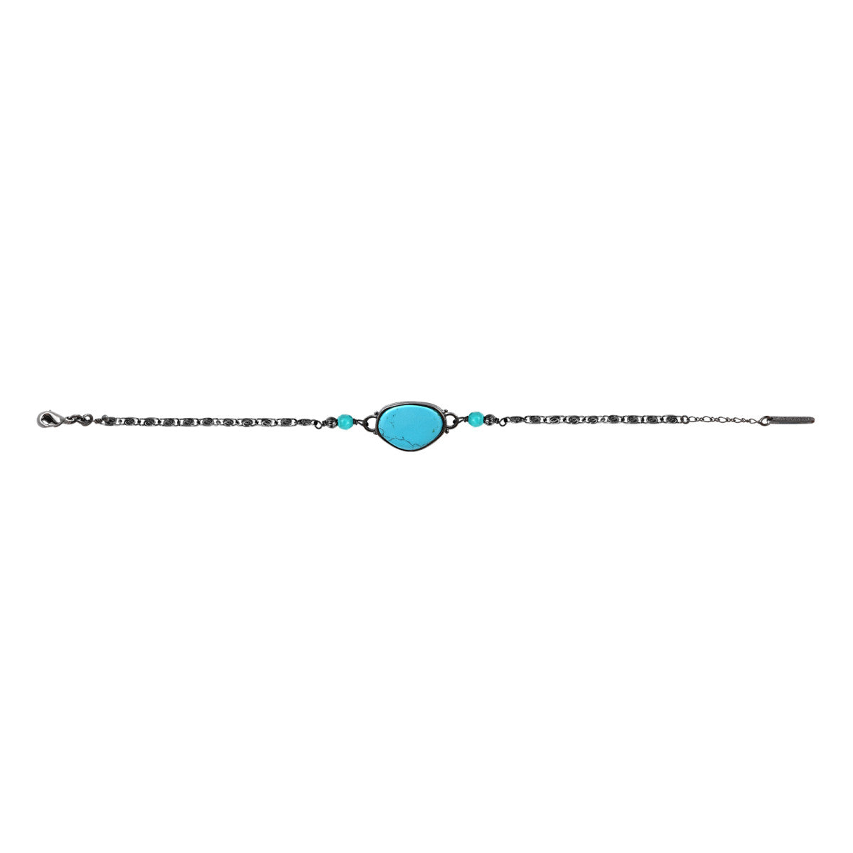 Bracelet fin Noto en métal ruthénium et turquoise composite - bleu Ruthenium turquoise