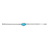 Bracelet fin Noto en métal ruthénium et turquoise composite - bleu Ruthenium turquoise