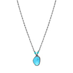 Collier pendentif Noto en métal ruthénium et turquoise composite - bleu Ruthenium turquoise