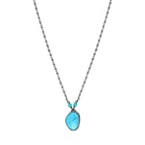 Collier pendentif Noto en métal ruthénium et turquoise composite - bleu Ruthenium turquoise
