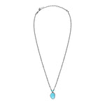 Collier pendentif Noto en métal ruthénium et turquoise composite - bleu Ruthenium turquoise