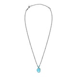 Collier pendentif Noto en métal ruthénium et turquoise composite - bleu Ruthenium turquoise