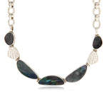 Collier plastron Noto en métal argenté et nacre grise - noir Argent noir