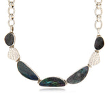 Collier plastron Noto en métal argenté et nacre grise - noir Argent noir
