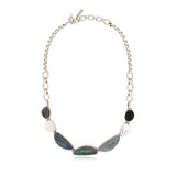 Collier plastron Noto en métal argenté et nacre grise - noir Argent noir