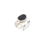 Bague cabochon ajustable Noto en métal argenté et nacre taille médium - noir Argent noir