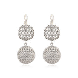 Boucles d'oreilles dormeuses Betty doubles en métal argenté ciselé - argenté Argent